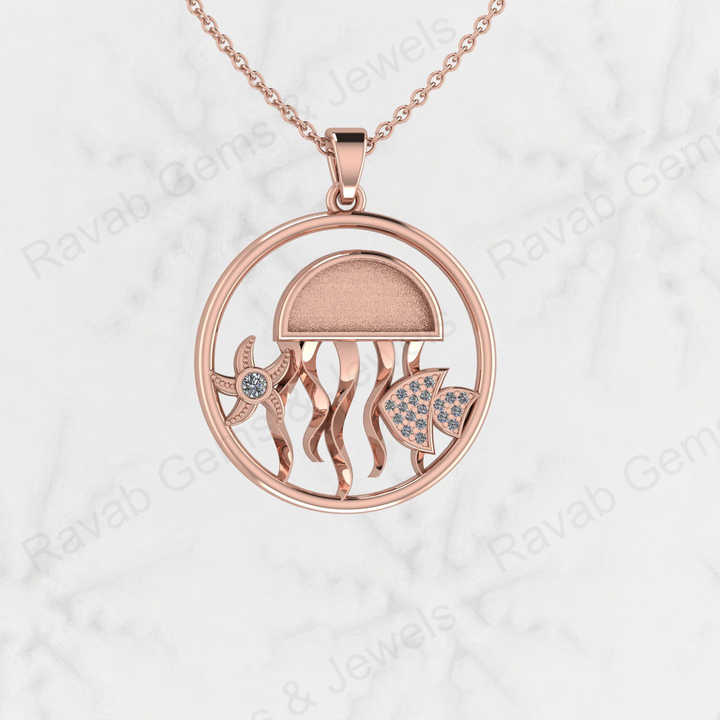 25mm Circle Octopus Starfish With CZ Blank Bezel Charm Pendant Mounting Setting High Quality 925 Silver Breastmilk Ashes Jewelry