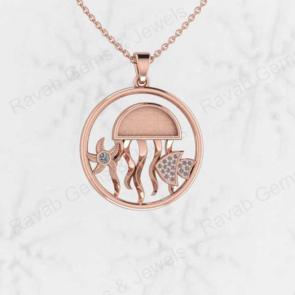 25mm Circle Octopus Starfish With CZ Blank Bezel Charm Pendant Mounting Setting High Quality 925 Silver Breastmilk Ashes Jewelry
