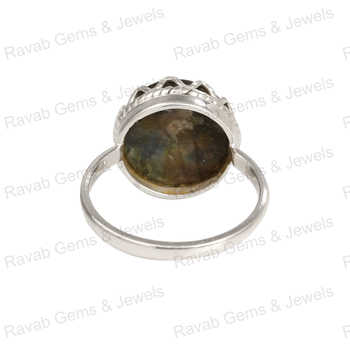 Best Selling 925 Sterling Silver Women's Ring Handmade Floral Claw Setting 12mm Solid Natural Labradorite Blue Fire Stone Fine