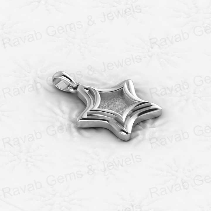 Best Quality Genuine 925 Sterling Silver 23x23mm Shining Star Semi Mount Blank Pendant Good for Resin & Ashes Work for Necklace