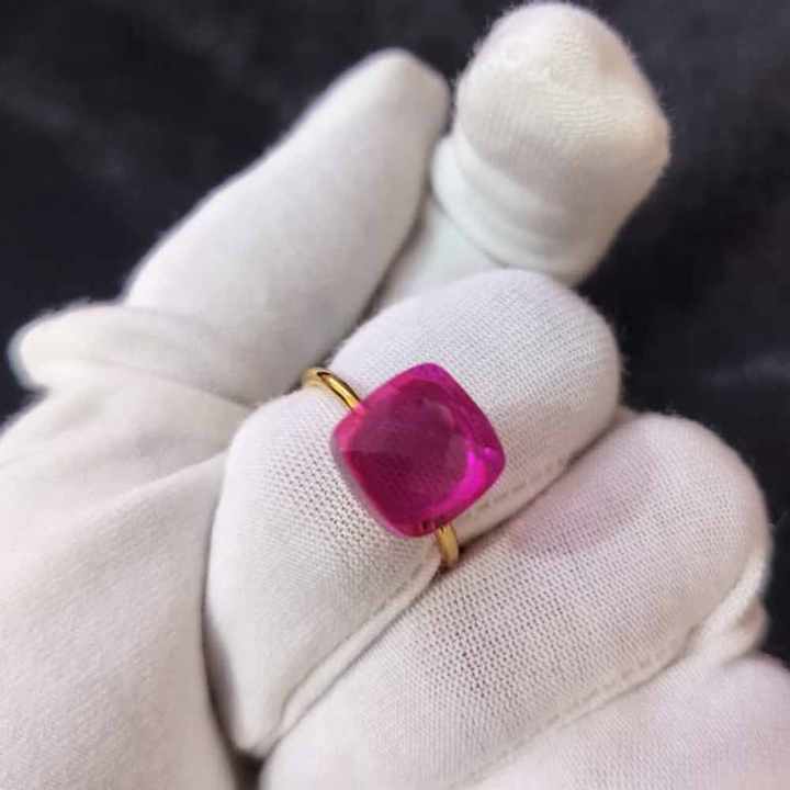 Best Quality Pink Tourmaline Hydro 12mm Cushion Checker Cut Solid 925 Sterling Silver Minimalist Band Ring For Women Jewelry