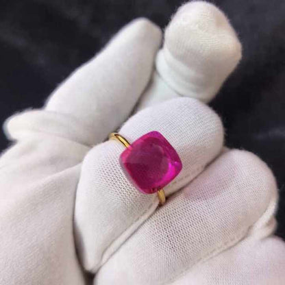 Best Quality Pink Tourmaline Hydro 12mm Cushion Checker Cut Solid 925 Sterling Silver Minimalist Band Ring For Women Jewelry