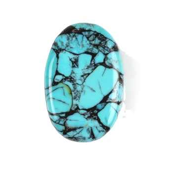 High Quality Natural Kingman Spiderweb Turquoise 20x30mm Smooth Large Oval Flatback Cabochon Loose Gemstone for Making Jewelry