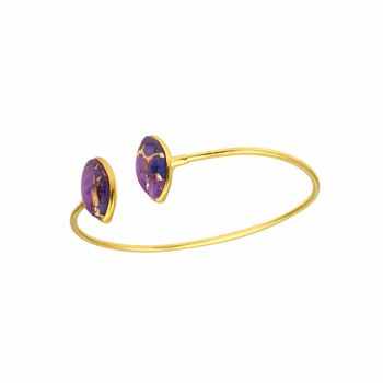 Solid 925 Sterling Silver 18K Gold Plated Fine Cuff Bangle Adjustable Mohave Purple Copper Turquoise Marquise Bracelets Bangles