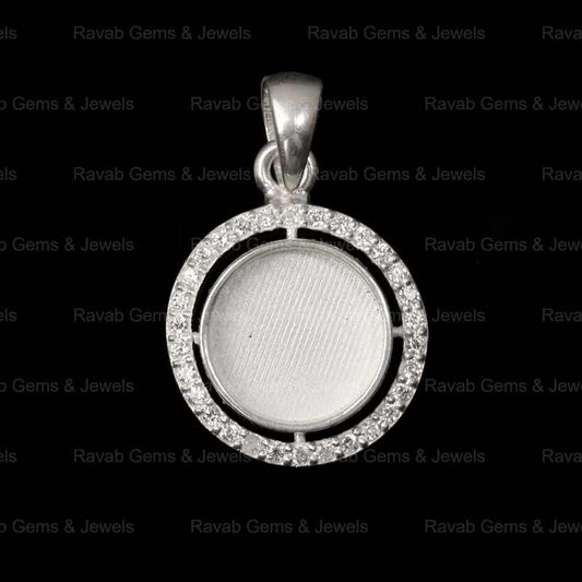 Hot Selling 925 Sterling Silver 10mm Round Semi Mount CZ Pendant Empty Support Base Holder Without Stone For DIY Craft Jewelry