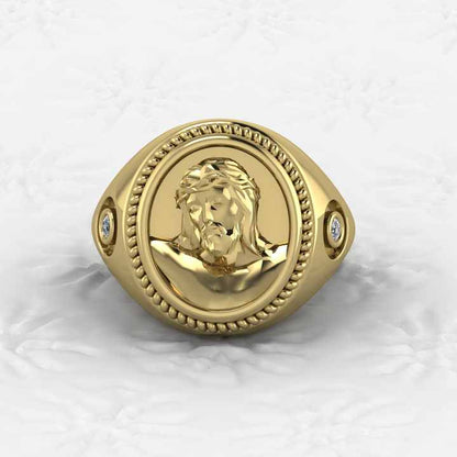 Best Quality Solid 925 Sterling Silver Featuring Zircon Jesus Christ Unisex Christian Signet Ring Wedding Religious Fine Jewelry