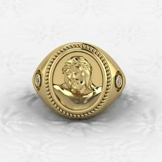 Best Quality Solid 925 Sterling Silver Featuring Zircon Jesus Christ Unisex Christian Signet Ring Wedding Religious Fine Jewelry