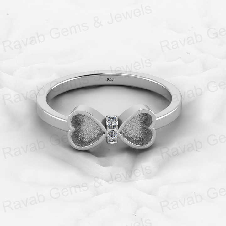 Solid 925 Sterling Silver 4mm Heart Semi Mount Blank Setting Coquette Bow Ring for Breastmilk & Keepsake Resin Ceramic Jewelry