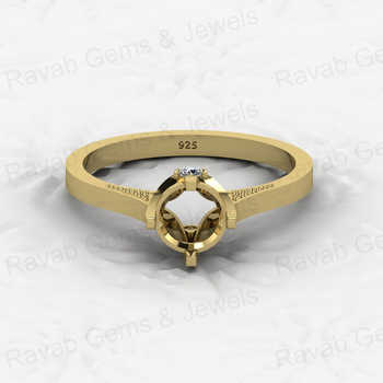 High Quality 925 Solid Silver 6mm Setting 4 Prongs Semi Mounting Crafted CZ Eternity Band Solitaire Ring Jewelry Components