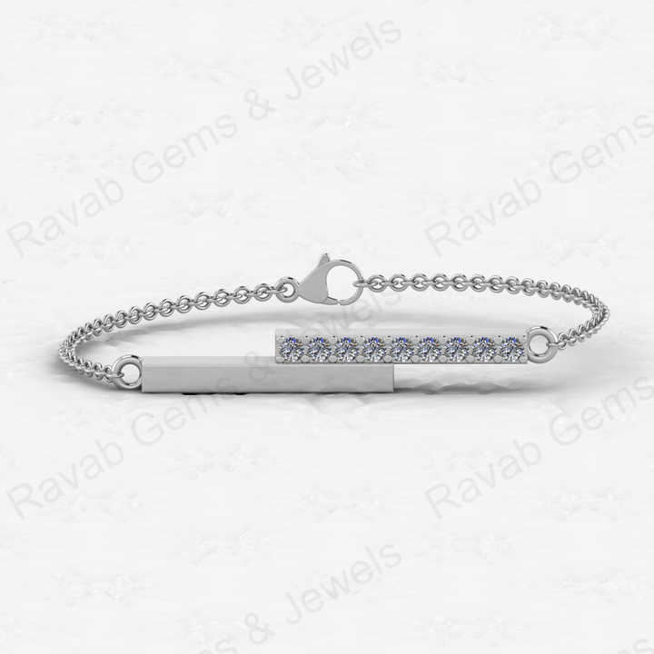 Top Selling Solid 925 Sterling Silver With Cubic Zirconia Gold Plated Bar Charm Minimalist Chain Bracelet Women Fine Jewelry