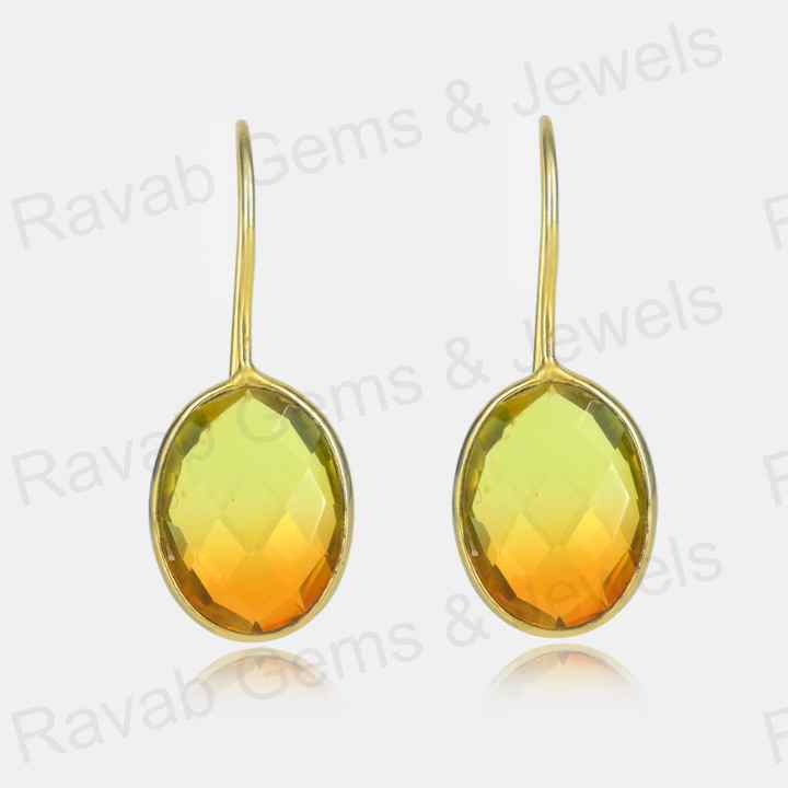 Top Quality Solid 925 Sterling Silver Watermelon Tourmaline Quartz Oval Checker Cut Dangle Drop Earring for Women Fine Jewelry