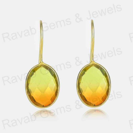 Top Quality Solid 925 Sterling Silver Watermelon Tourmaline Quartz Oval Checker Cut Dangle Drop Earring for Women Fine Jewelry