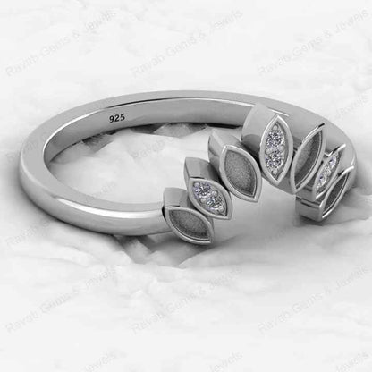 Genuine 925 Sterling Silver Marquise Semi Mounts 2x4-3x5mm Crown Ring Resin Breastmilk Ashes Jewelry Findings Components