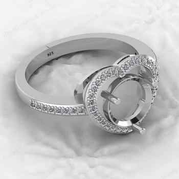 Best Selling 925 Sterling Silver 8mm Heart Design Semi Mount Prong Setting Ring Ladies Love Symbol Jewelry Findings & Components