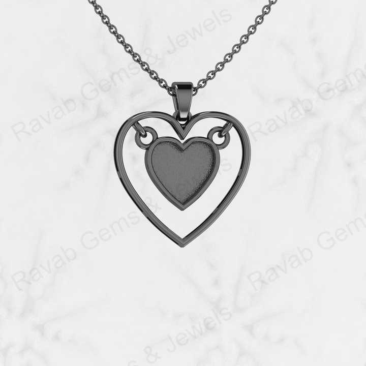 Genuine 925 Sterling Silver 22mm Semi Mount Blank Setting Heart Pendant Ashes Resin Work Breastmilk for Couple Charm Jewelry