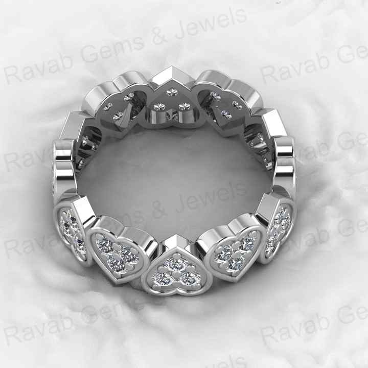 Best Selling 925 Silver Gold Vermeil CZ Diamond Full Eternity Heart Wedding Band Love Song Women Ring Personalized Fine Jewelry