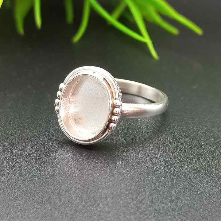Genuine Solid 925 Sterling Silver Oval Cup 8x10MM Round Bezel Setting Semi-Mount Blank Setting Simple Band Fine Ring For Women