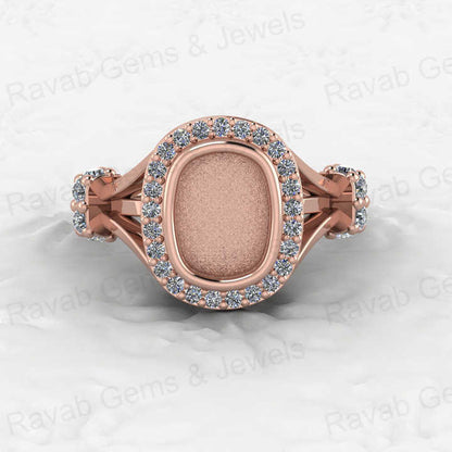 Solid 925 Sterling Silver Octa Cushion Semi Mount Blank Setting Wedding Ring Good for Ashes & Resin Work Breastmilk Jewelry