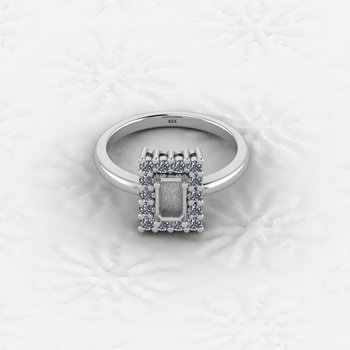 High Quality Genuine 925 Silver 3x5mm Octagon CZ 1.8mm Semi Mount Blank Setting Ring Breastmilk Jewelry Findings Components