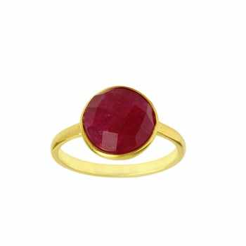 Wholesale 925 Sterling Silver Statement Ring Trendy Unisex 18K Gold Rhodium Handmade Gemstone Ruby Fashionable Jewelry