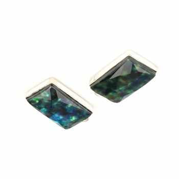 12x20mm Blue Ammolite Hydro Quartz Bezel Genuine 925 Sterling Silver Rectangle Pendant with Rhodium Plating Fine Jewelry Charms