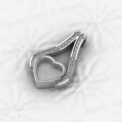 Top Quality 925 Silver Heart Charm Blank Bezel Setting Pendant With CZ Settled DIY Keepsake Jewelry for Resin Ashes and Stone