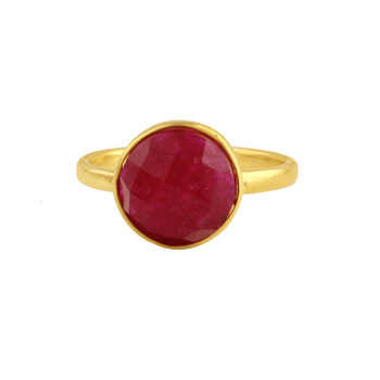 Top Selling 10mm Synthetic Ruby Faceted Gemstone Genuine 925 Silver Gold Vermeil Eternity Fine Jewelry Engagement Ring For Women