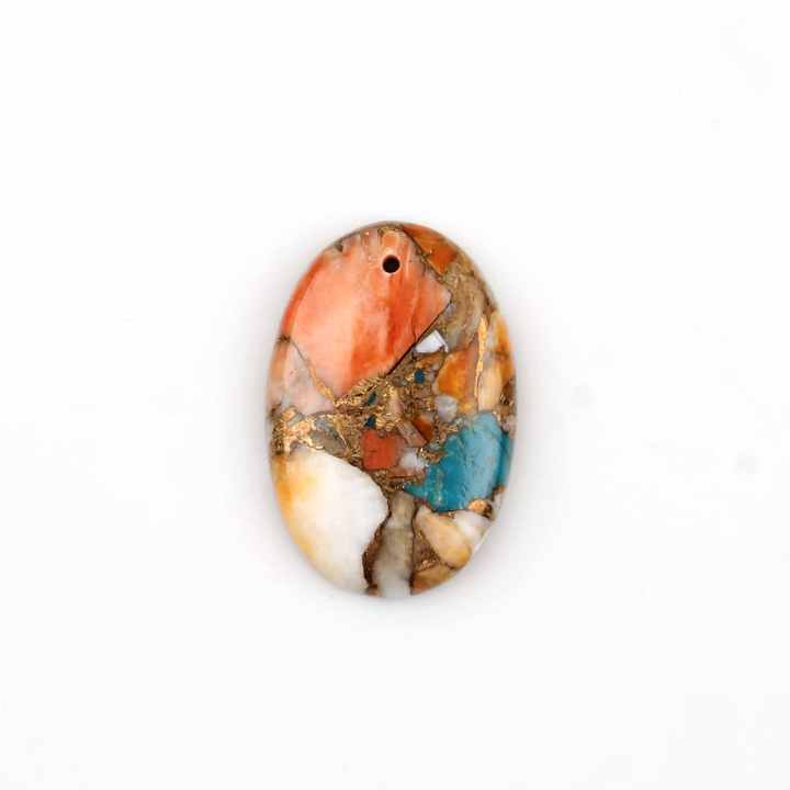 High Quality 20x30mm Spiny Oyster Copper Turquoise Smooth Oval Cabochon Loose Gemstone for Jewelry Making