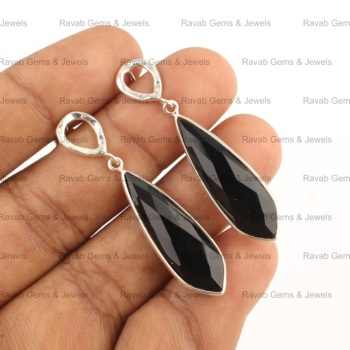 Beautiful Design 8x30mm Natural Black Onyx Gemstone Fine Sterling Silver Daily Wear Minimalist Stud Earrings for Teens Girls
