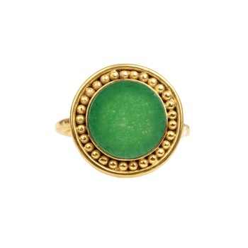 Top Selling 10x14mm Natural Green Agate Gemstone Bezel 18k Gold Plated Sterling Silver Bohemian Designer Ring Women's Weddings
