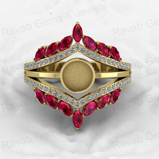 Solid 925 Sterling Silver 6mm Round With CZ Semi Mounting Blank Bezel Cocktail Ring Setting for Ashes Resin & Gemstone Jewelry