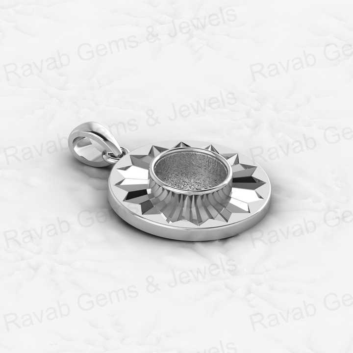 High Quality 925 Sterling Silver Sunburst Semi Mount Blank Pendant 26x18mm Sunbeam Design for Resin &amp; Ashes Work Necklace