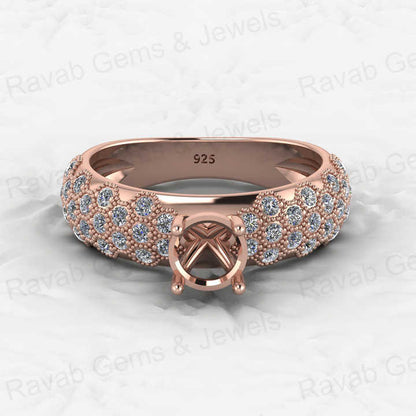 Genuine Solid 925 Sterling Silver Engagement Semi Mount Blank Setting Ring Good for Ashes & Resin Work Breastmilk Jewelry