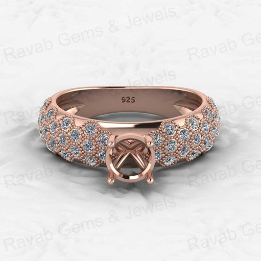 Genuine Solid 925 Sterling Silver Engagement Semi Mount Blank Setting Ring Good for Ashes & Resin Work Breastmilk Jewelry