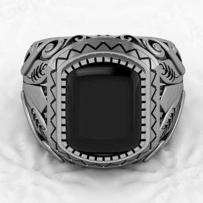 Best Selling Solid 925 Sterling Silver 10x14mm Black Onyx Designer Signet Stylish Ottoman Ring for Men Customized Jewelry