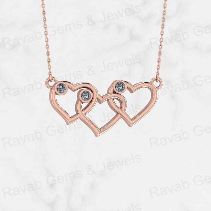Top Quality Genuine Solid 925 Sterling Silver Simple Triple Link Heart Pendant Necklace Valentine Gift Engagement Fine Jewelry