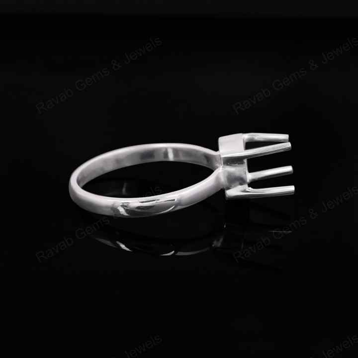 Trending Solid 925 Sterling Silver 7x9mm Oval Prong Setting Semi-Mount Blank Setting Empty Keepsake Fine Handmade Jewelry