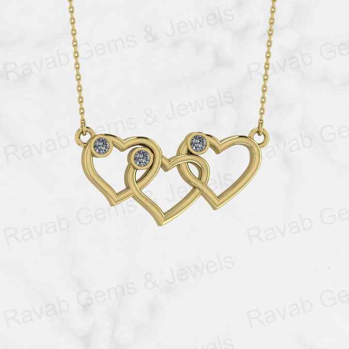 Top Quality Genuine Solid 925 Sterling Silver Simple Triple Link Heart Pendant Necklace Valentine Gift Engagement Fine Jewelry