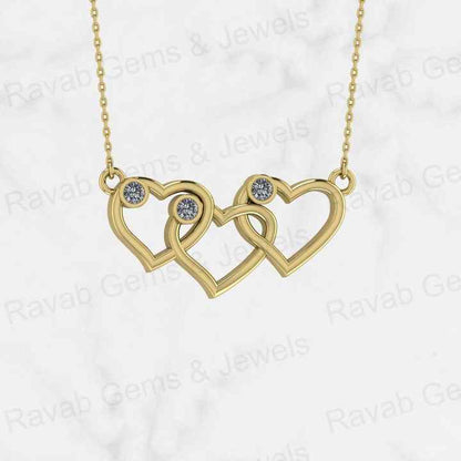 Top Quality Genuine Solid 925 Sterling Silver Simple Triple Link Heart Pendant Necklace Valentine Gift Engagement Fine Jewelry