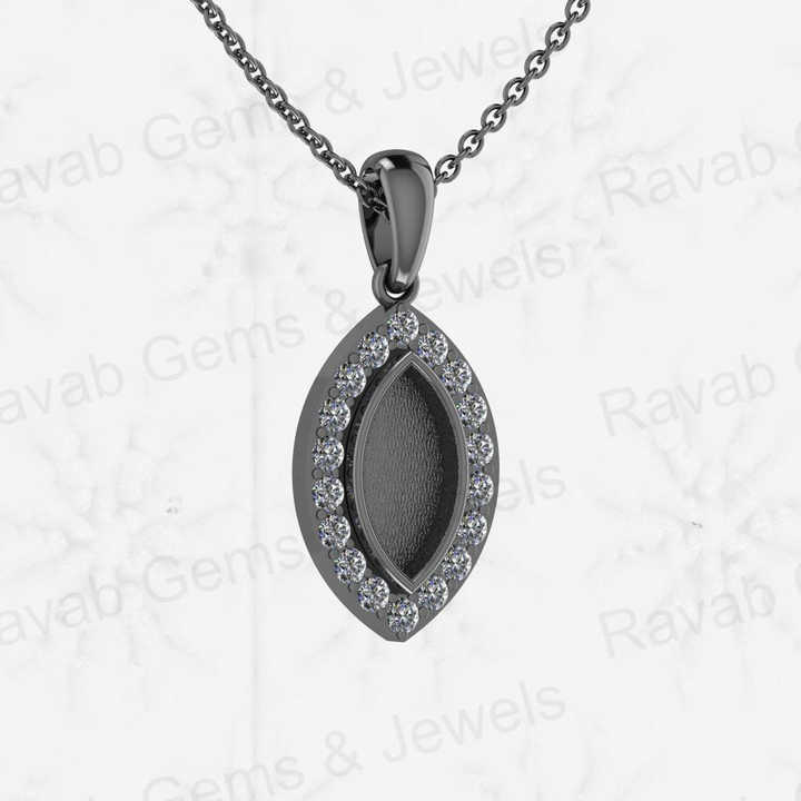 Top Quality 925 Sterling Silver Zircon 6x12mm Marquise Semi Mounting Charm Pendant Setting for DIY Jewelry Findings & Components