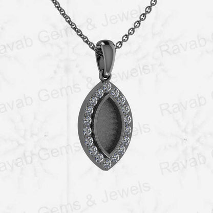 Top Quality 925 Sterling Silver Zircon 6x12mm Marquise Semi Mounting Charm Pendant Setting for DIY Jewelry Findings & Components