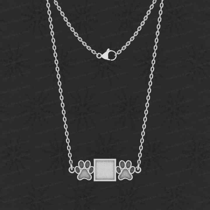 High Quality 925 Silver Dog Paw & Square Collet Blank Setting Semi Mount Charm Pendant Ashes Resin Jewelry Finding Components