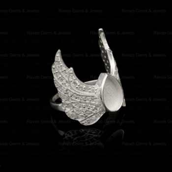 Best Quality Sterling Silver Solid Angle Wings Zircon Semi Mount Ring Keepsake Breastmilk Jewelry Findings Bezel Setting Blank