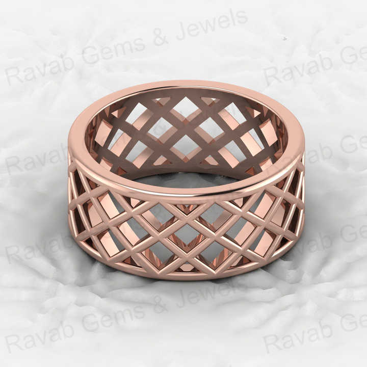 New Arrival Genuine 925 Sterling Silver 9mm Wide Band Checkered Pattern Filigree Personalized Men's Ring Fine Handmade Jewelry