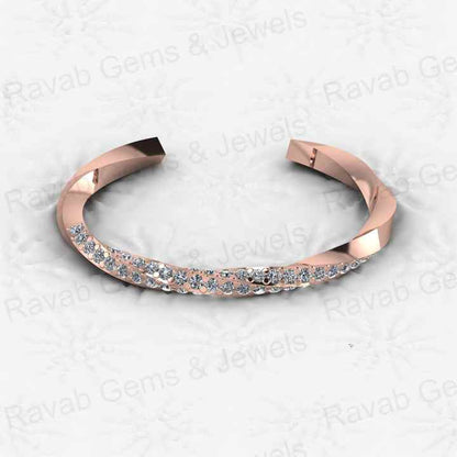 Top Selling Solid 925 Sterling Silver 18k Gold Plated Trending Twisted Band Concave Rhombus CZ Bracelet for Women Jewelry