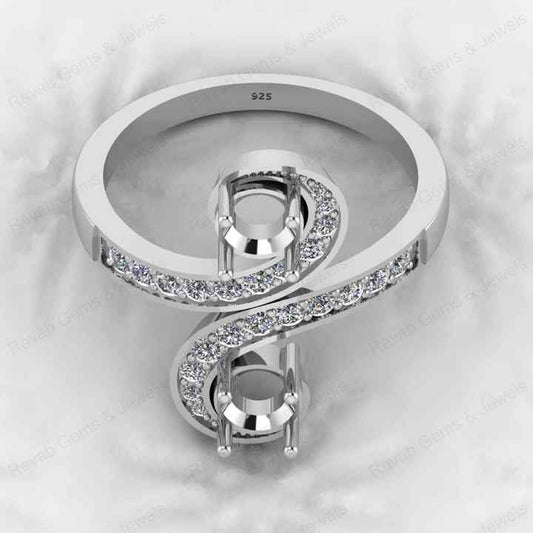 Genuine 925 Sterling Silver 5mm Twisted Band Semi Mount Adjustable Ring Resin Ashes Work Keepsake Breastmilk Wholesale Jewelry