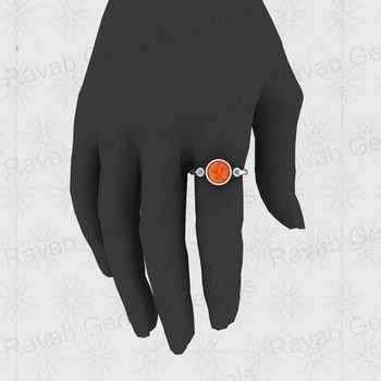 Fine Fashion Unisex Ring High Quality 925 Sterling Silver 8mm Orange Mohave Sponge Coral Band CZ High Quality Solid Sterling