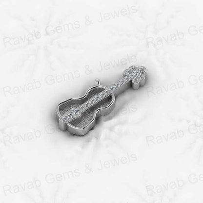 Solid 925 Sterling Silver 18x21mm Semi Mounting Charm Pendant Setting for Violin Music Lover Resin Ashes Work Jewelry Findings