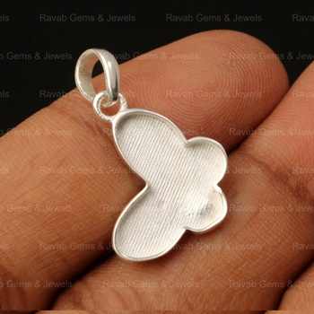 Pure 925 Silver 17mm Butterfly Semi Mounting Charm Pendant Blank Setting for DIY Keepsake Resin & Ashes Work Jewelry Findings