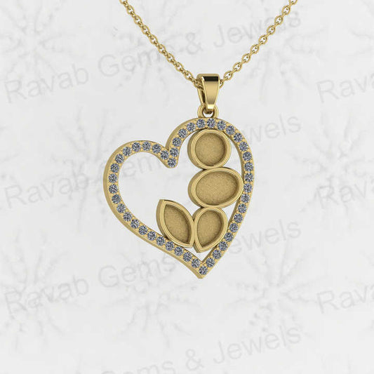 Genuine 925 Sterling Silver 23x25mm Hanging Heart Charm Semi Mount Blank Resin Ashes Work Necklace Jewelry Findings Components